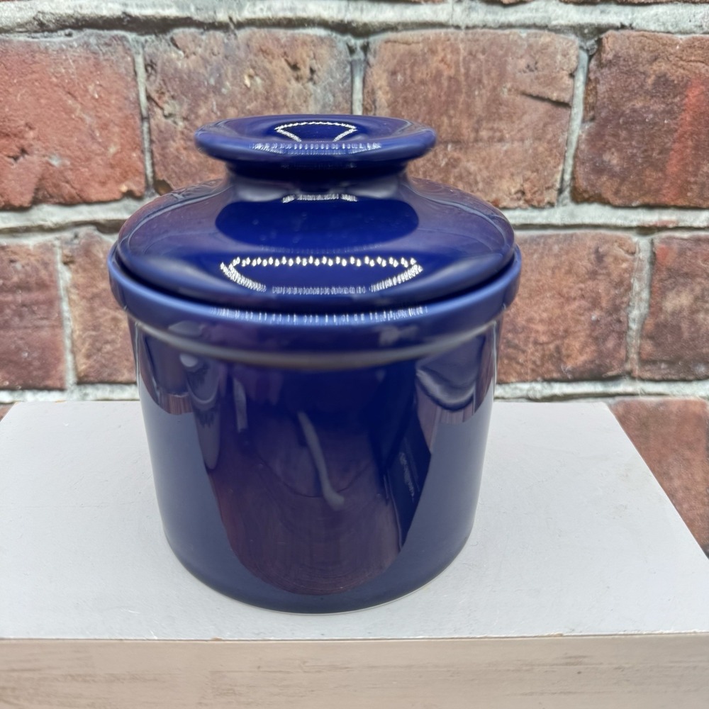 The Original Butter Bell Crock Dish Cobalt Blue Kitchen 2pc Farmhouse Country